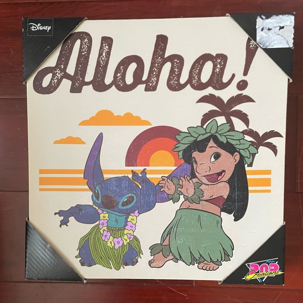 NWT Disney Lilo & Stitch “Aloha” Canvas Wall Art by Pop Creations